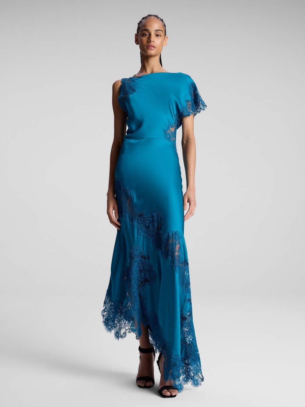 ALC Alessia Textured Satin And Lace Maxi Dress - Picture 2 of 15